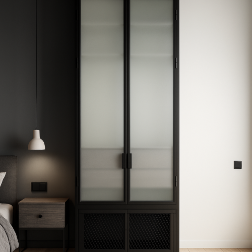 Гардеробный шкаф  с выдвижными ящиками из шпонированного МДФ