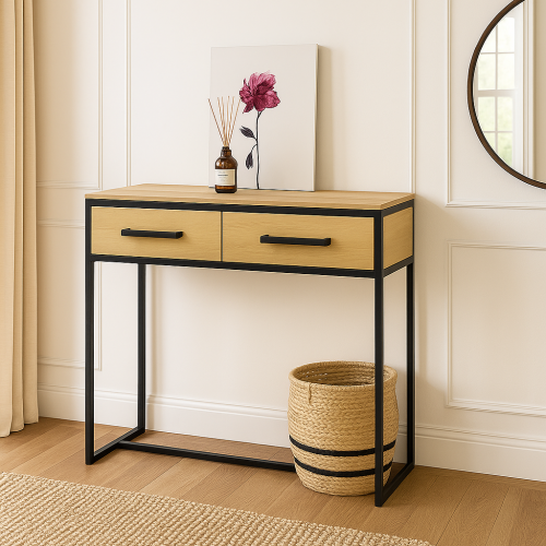 Консольный стол лофт из массива дуба