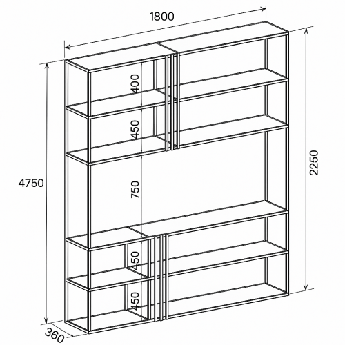 Стеллаж с в тонком профиле