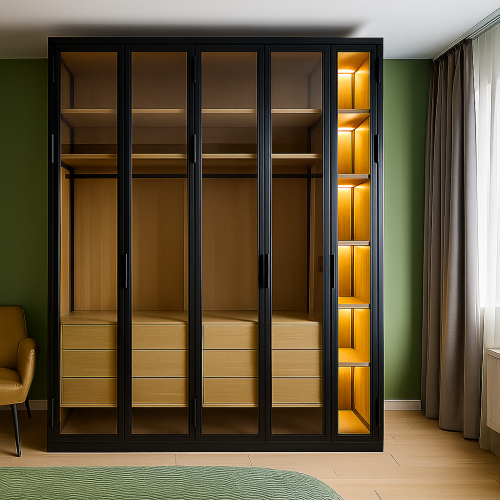 Гардеробный шкаф с выдвижными ящиками