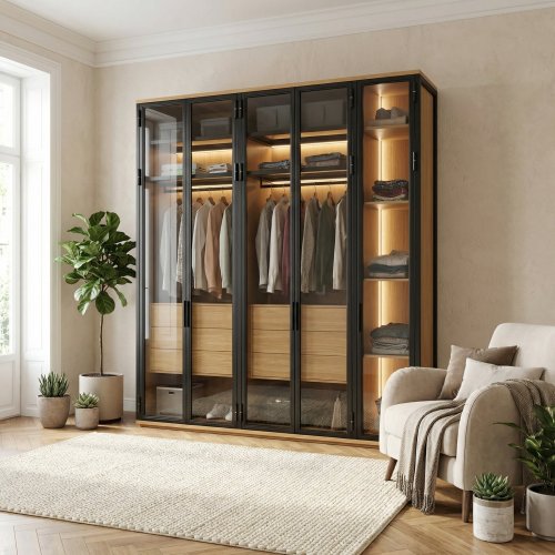 Гардеробный шкаф с выдвижными ящиками 