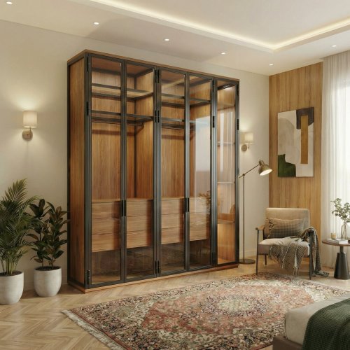 Гардеробный шкаф с выдвижными ящиками 