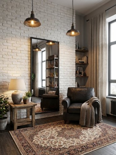 Настенное зеркало в металлическом профиле