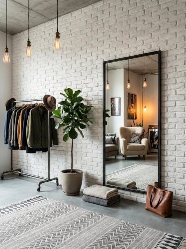 Настенное зеркало в металлическом профиле