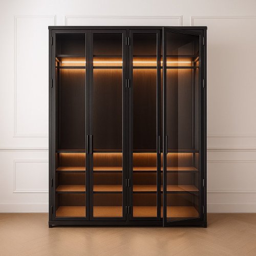 Гардеробный шкаф лофт с подсветкой на заказ