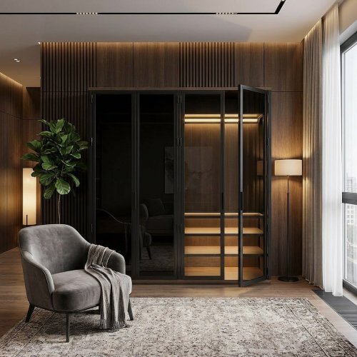 Стеклянный гардеробный шкаф 